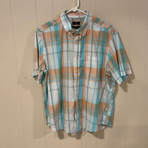 Mens Shirt, George, Button Front Shirt, Casual, Plaid, XL, Short Sleeves - Picture 1 of 6